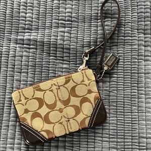 Coach Brown and Tan Wristlet